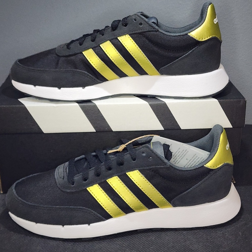 New Adidas Run 60s 2.0 Women's Sz 7.5 Grey Gold GX1714 Sportswear Gym NWT+B